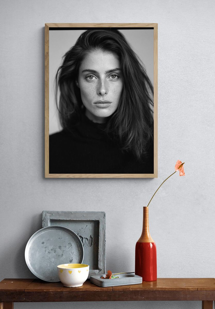 Monochrome Fashion Portrait Poster. — room view 3