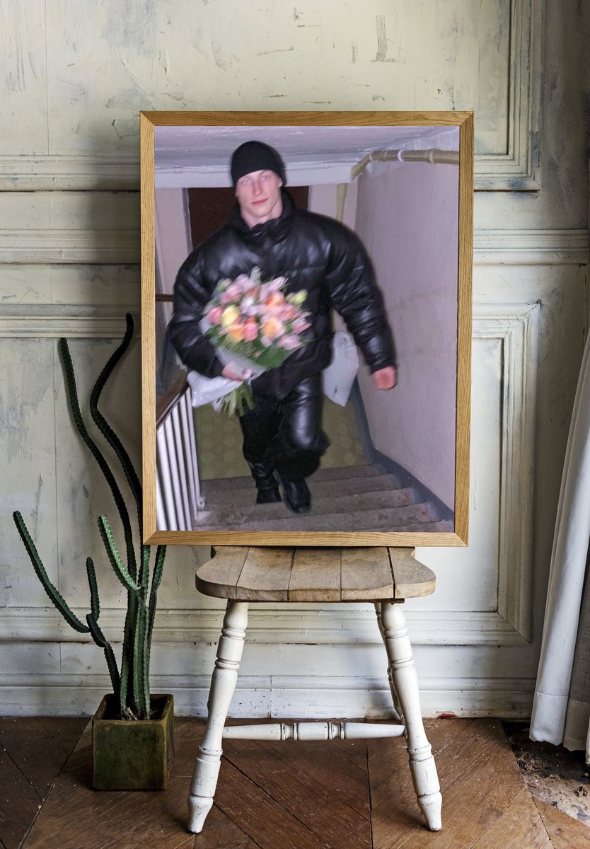 Bouquet Stairwell Portrait Print. room preview