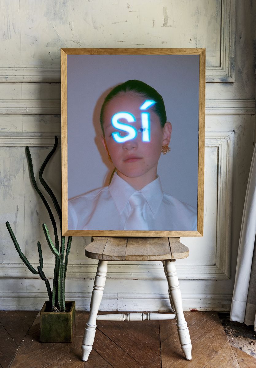 Neon Si Portrait Poster. room preview