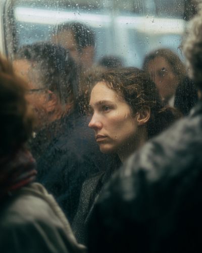 Rainy Subway Portrait Photography Poster. poster