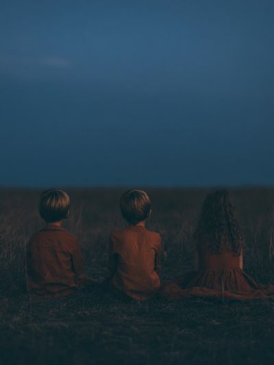 Children at Dusk Photography Poster. poster