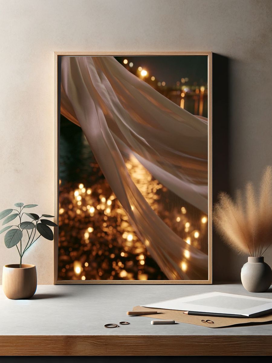 Golden Silk Lights Photography Poster. — room view 2