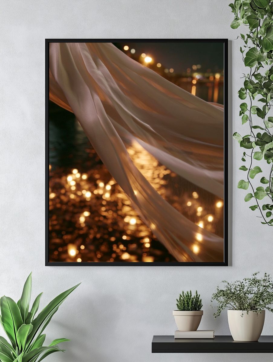 Golden Silk Lights Photography Poster. — room view 4