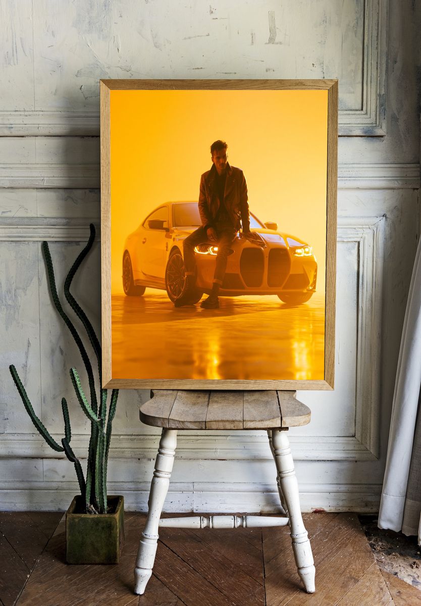 Golden Car Portrait Photography Poster. room preview