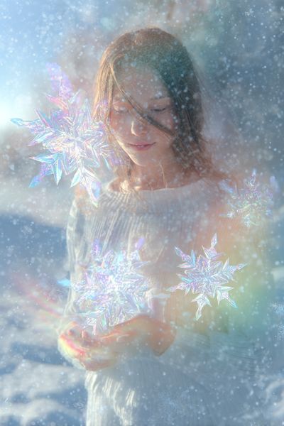 Iridescent Snowflake Portrait Print.