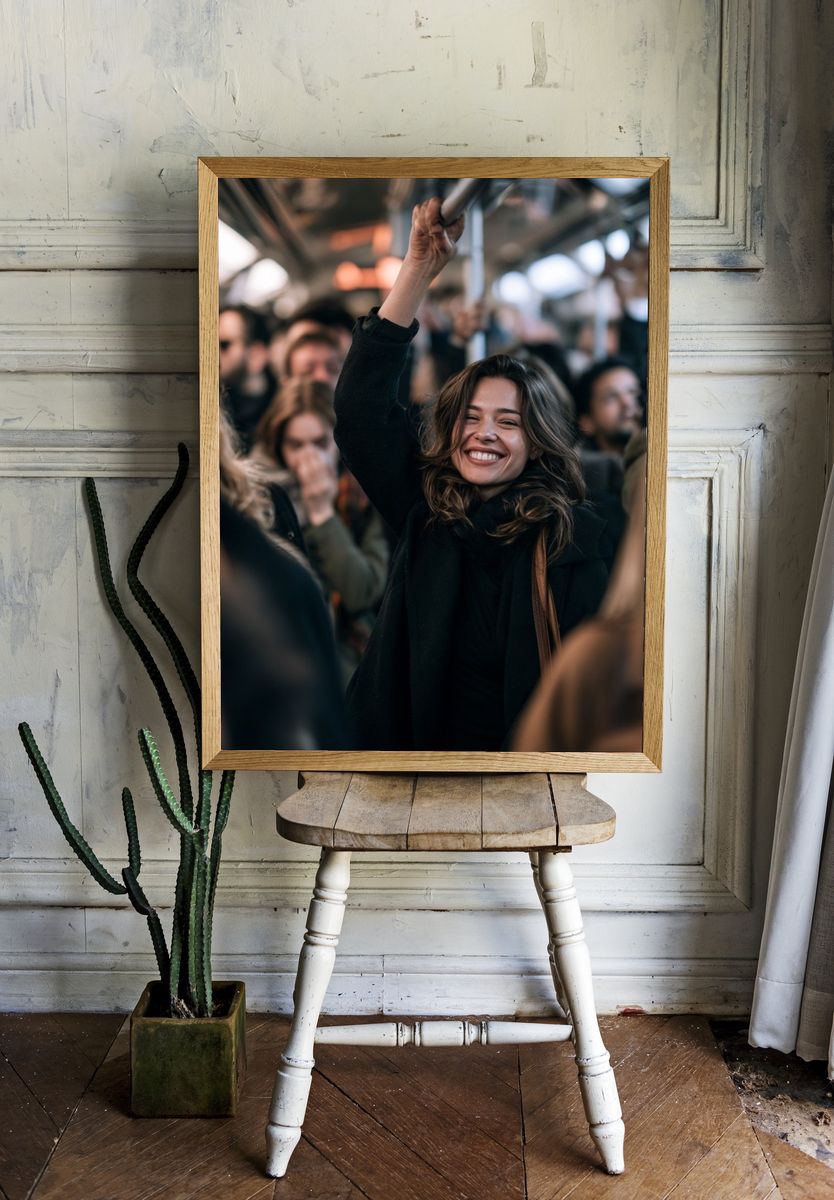 Smiling Commuter Photography Poster. room preview