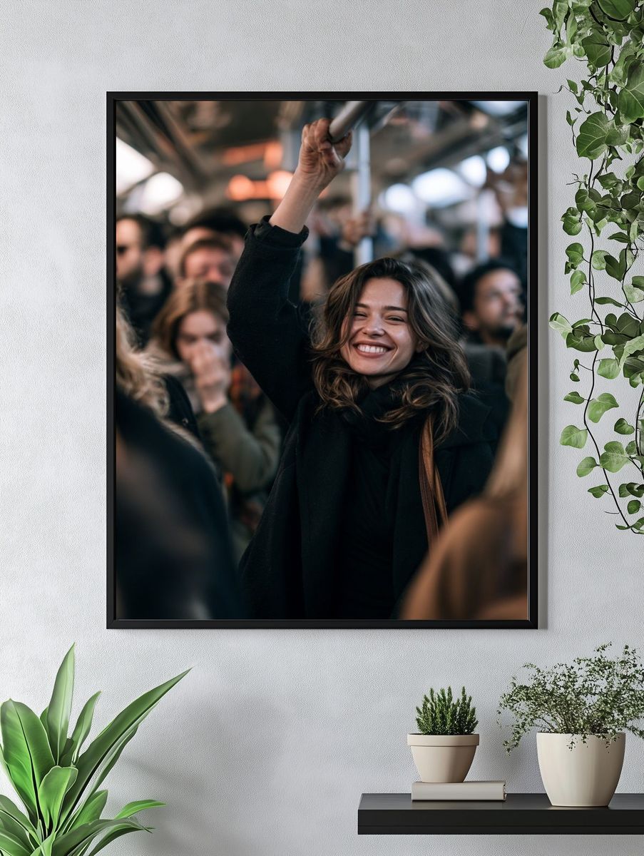 Smiling Commuter Photography Poster. — room view 4