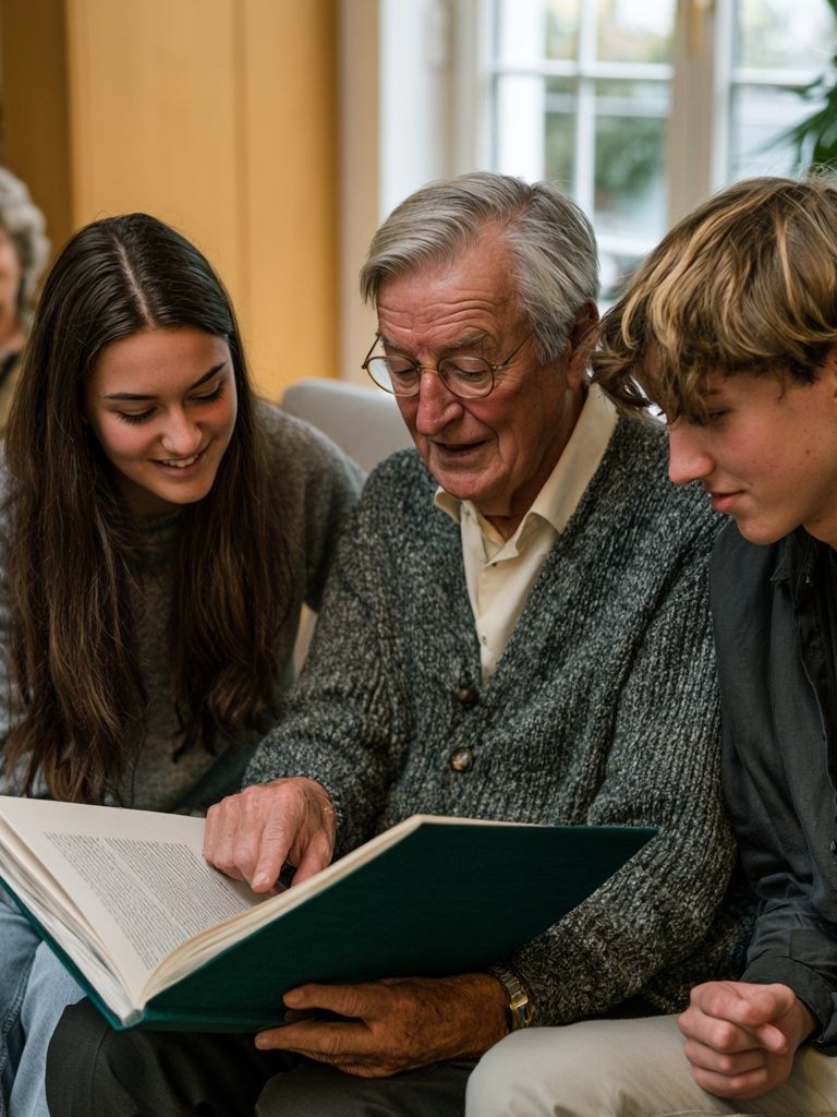 Generations Reading Together Photography Poster. poster detail