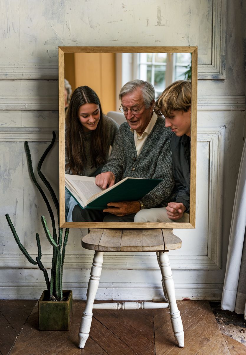 Generations Reading Together Photography Poster. room preview