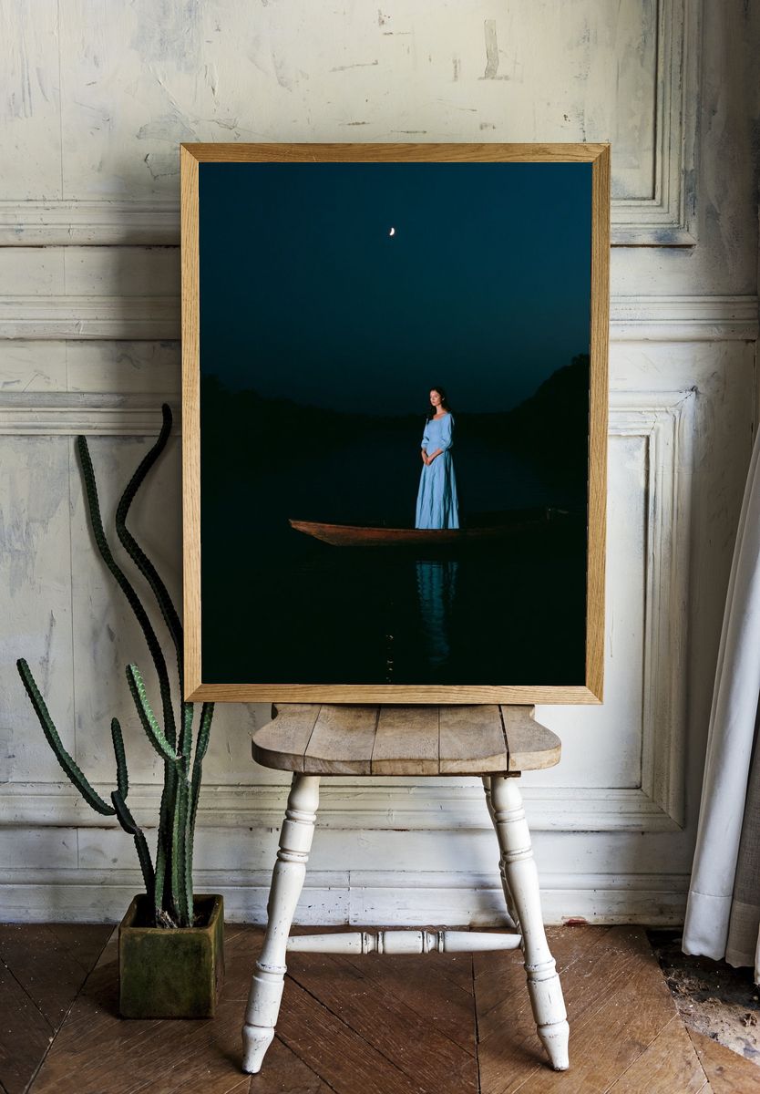 Moonlit Boat Portrait Photography Poster. room preview