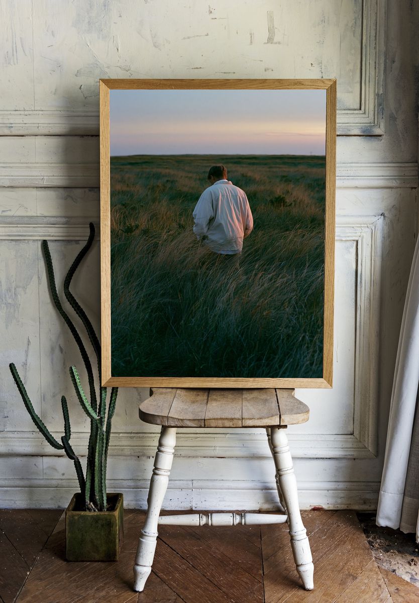 Solitary Figure in Grassland Poster. room preview