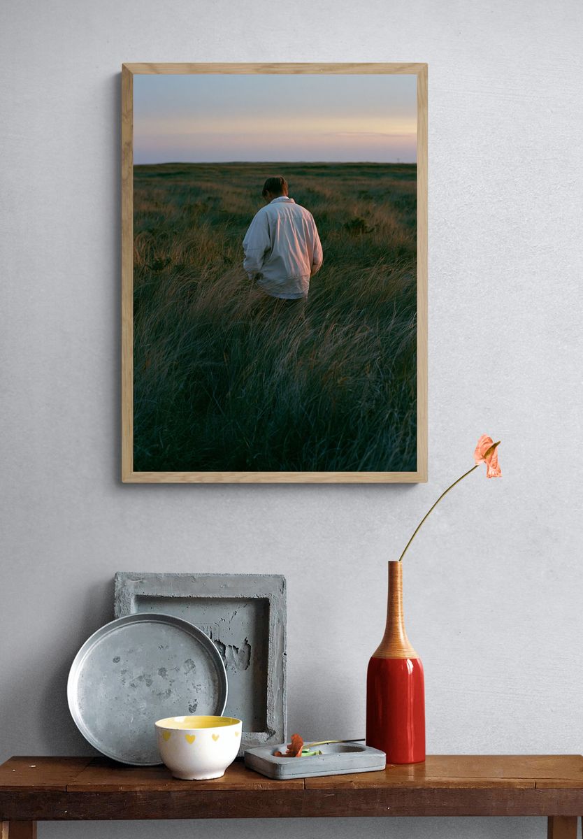 Solitary Figure in Grassland Poster. — room view 3