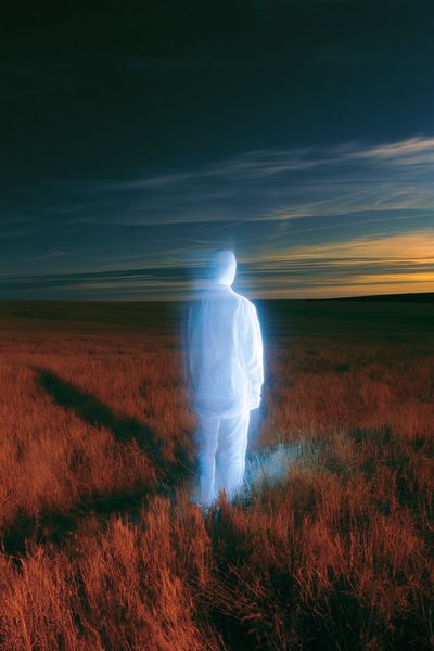 Ghostly Figure at Dusk Poster.
