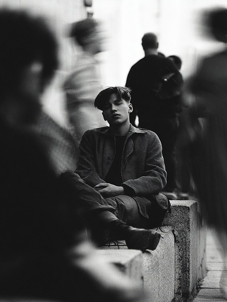 Urban Solitude Black-White Poster. poster — photography art