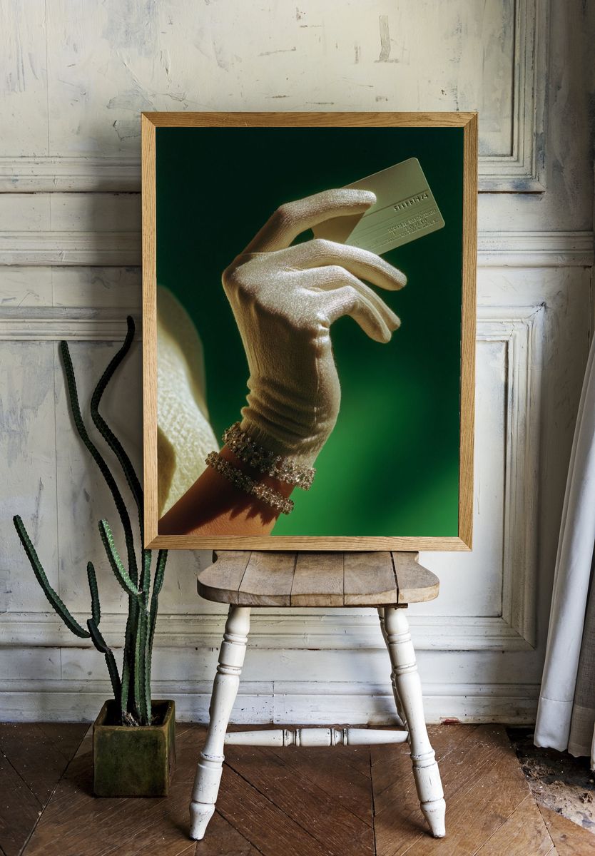 Gloved Hand with Credit Card Photography Poster. room preview