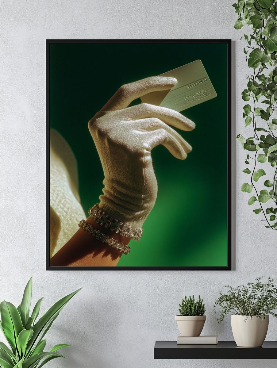 Gloved Hand with Credit Card Photography Poster. — room view 4