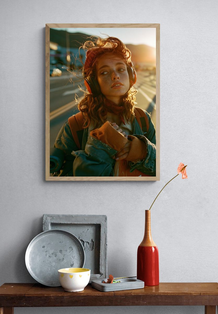 Sunlit Freckled Portrait Photography Poster. — room view 3