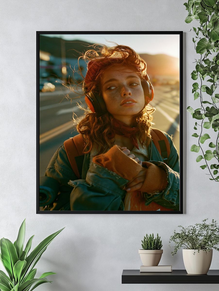 Sunlit Freckled Portrait Photography Poster. — room view 4