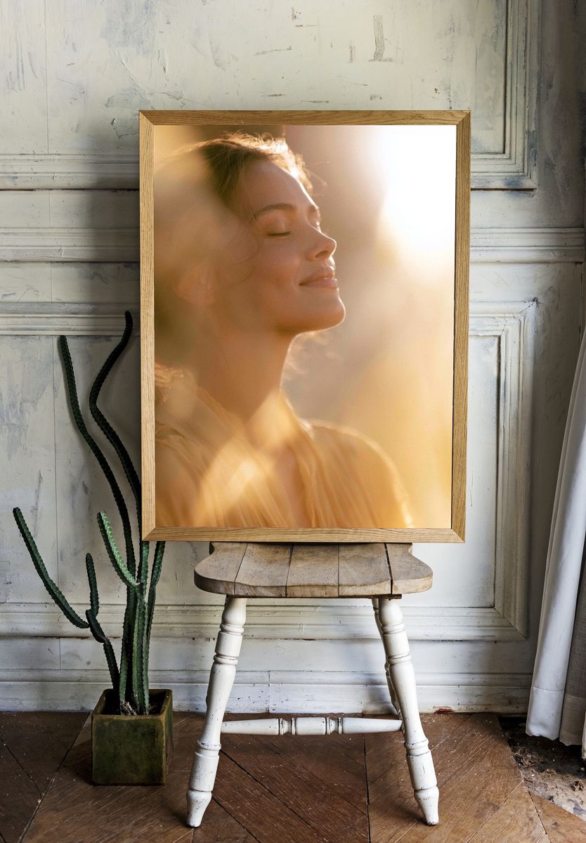 Sunlit Serenity Portrait Print. — room view 1