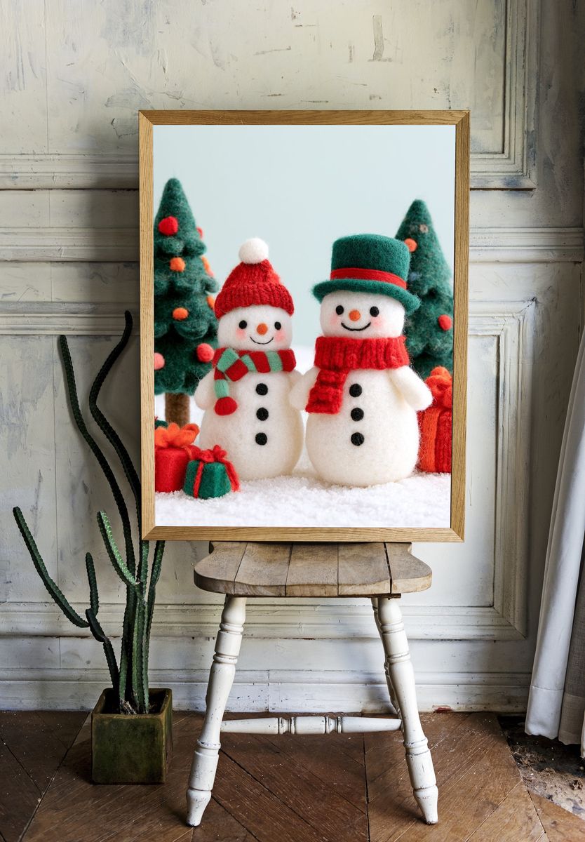 Felt Snowmen Christmas Poster. room preview