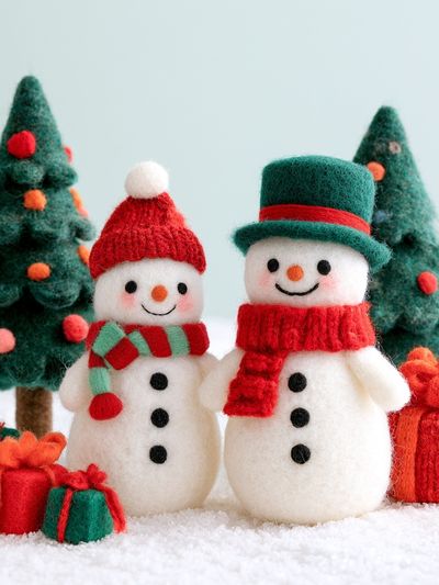Felt Snowmen Christmas Poster.