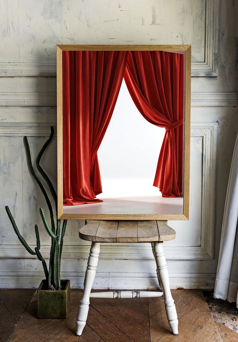 Red Velvet Curtains Photography Poster. room preview
