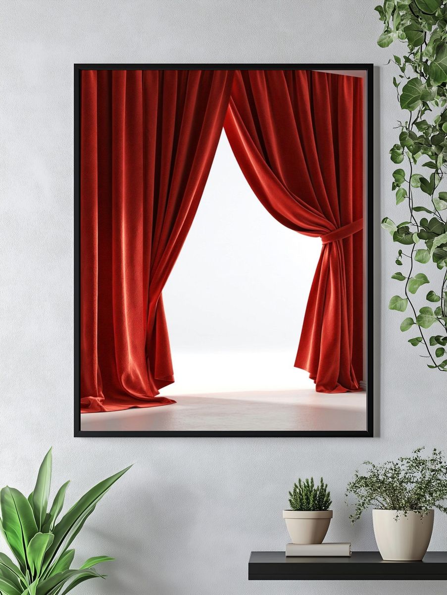 Red Velvet Curtains Photography Poster. — room view 4