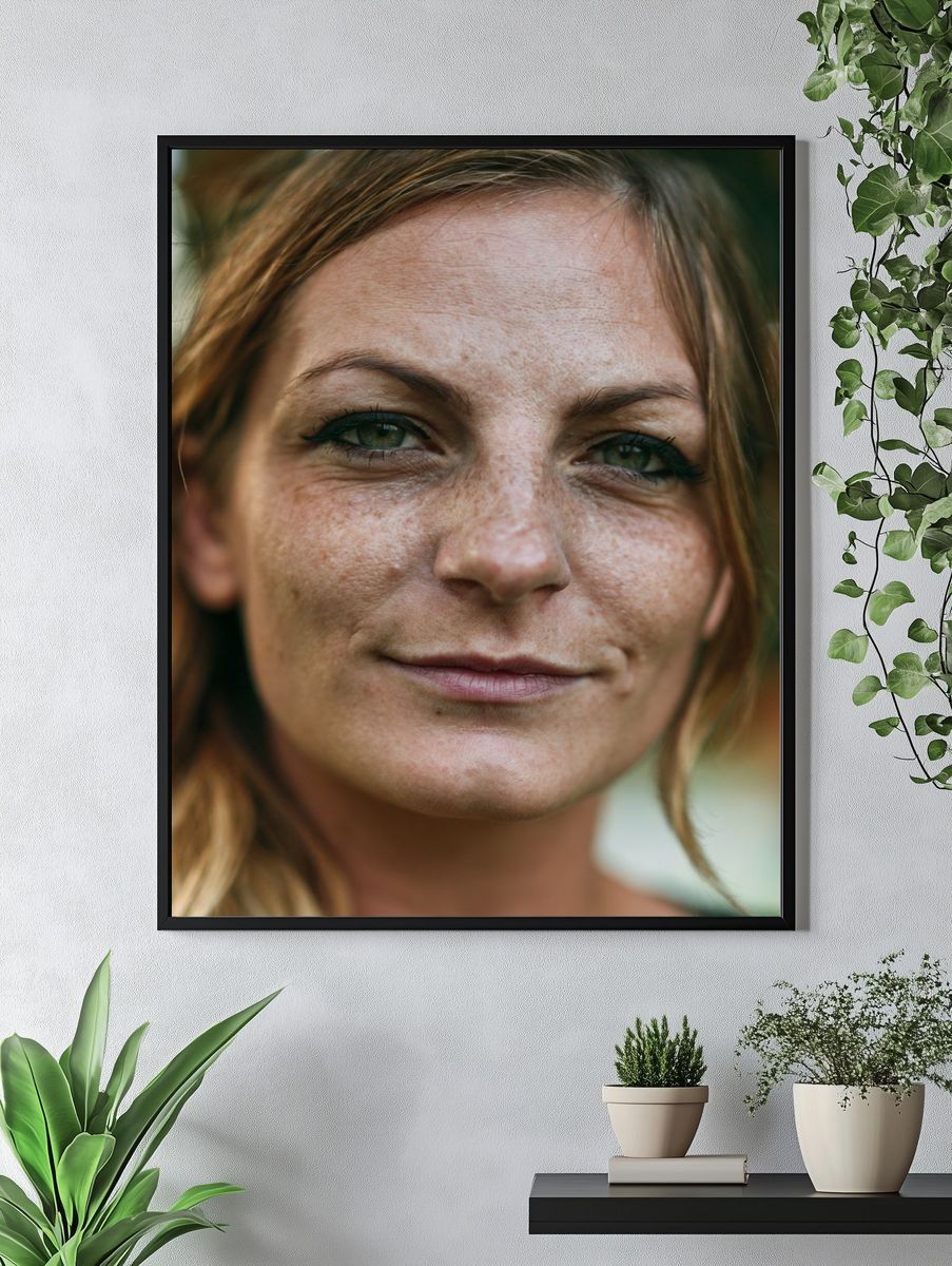 Freckled Woman Portrait Photography Poster. — room view 4