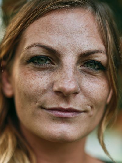 Freckled Woman Portrait Photography Poster.