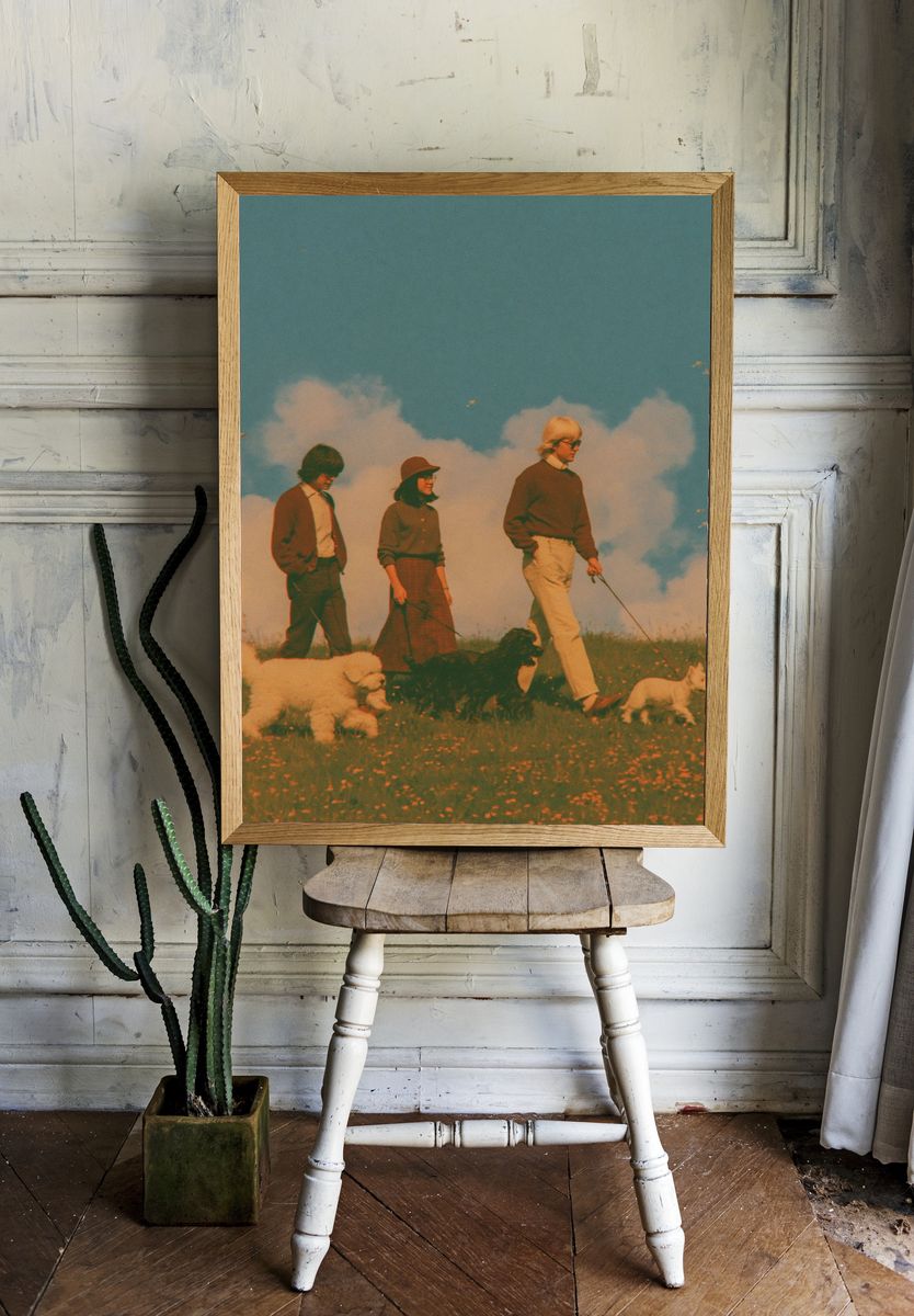 Retro Dog Walk Photography Poster. — room view 1