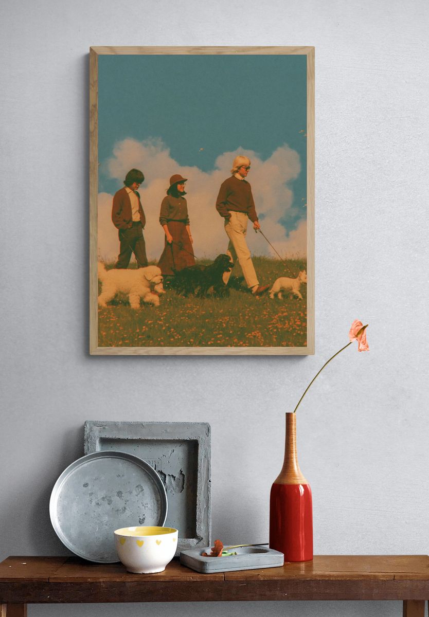 Retro Dog Walk Photography Poster. — room view 3