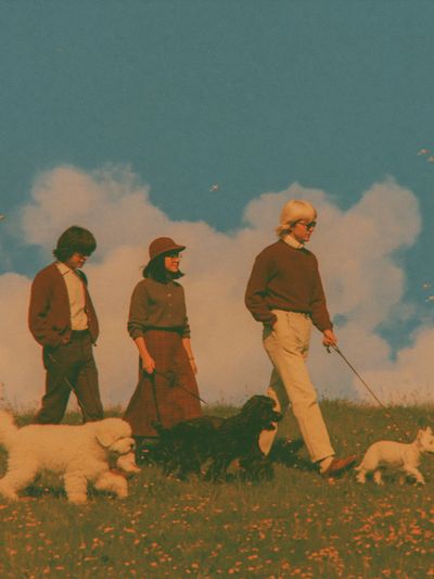 Retro Dog Walk Photography Poster.