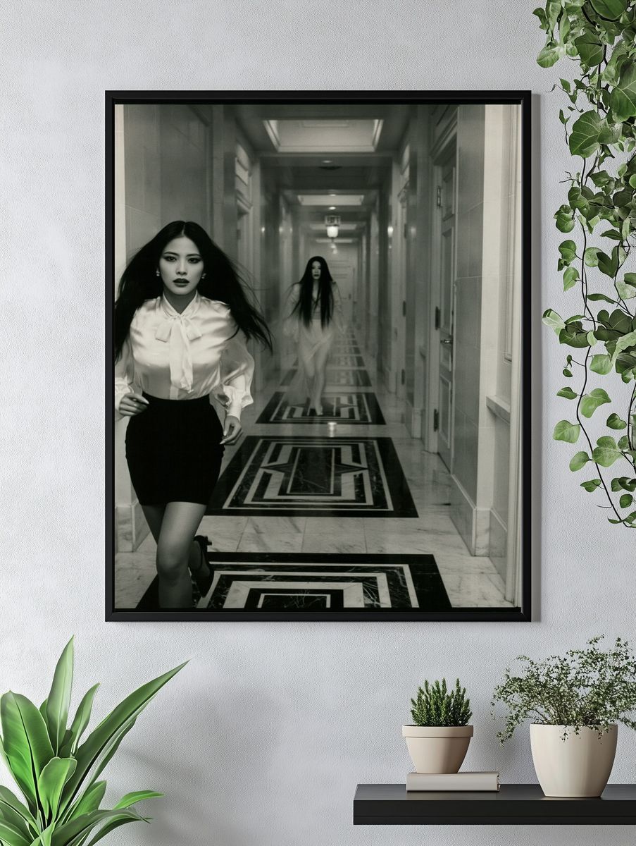 Monochrome Hallway Portrait Print. — room view 4