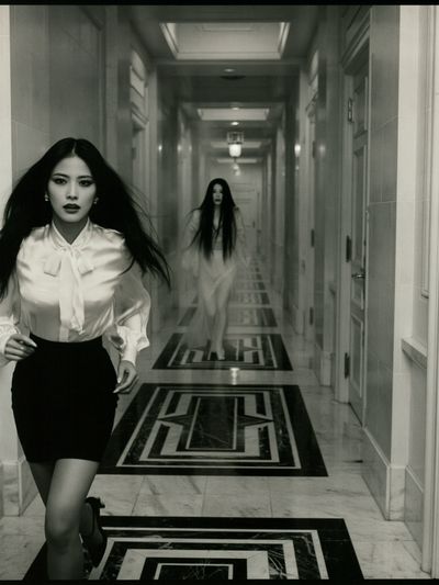 Monochrome Hallway Portrait Print.