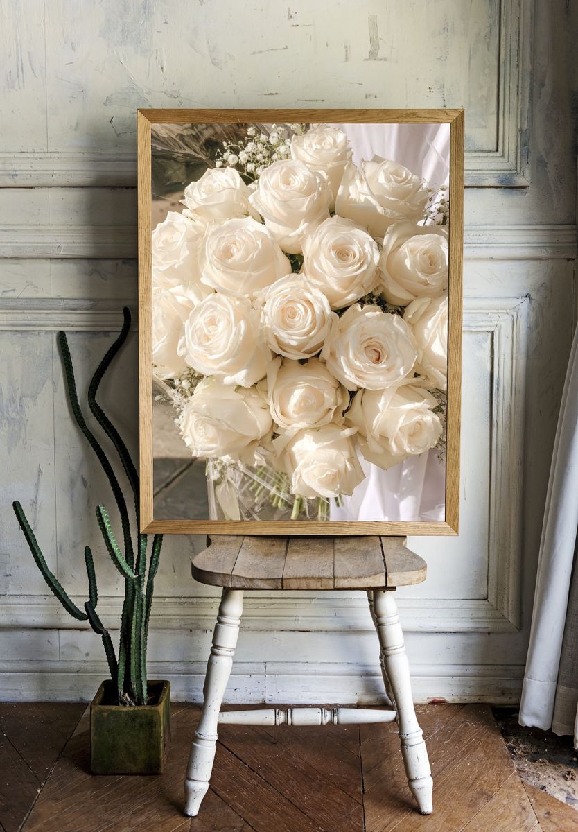 White Roses Bouquet Photography Poster. room preview