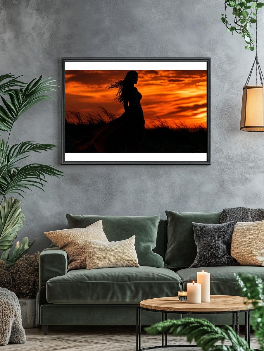 Silhouette at Sunset Photography Poster. — room view 4