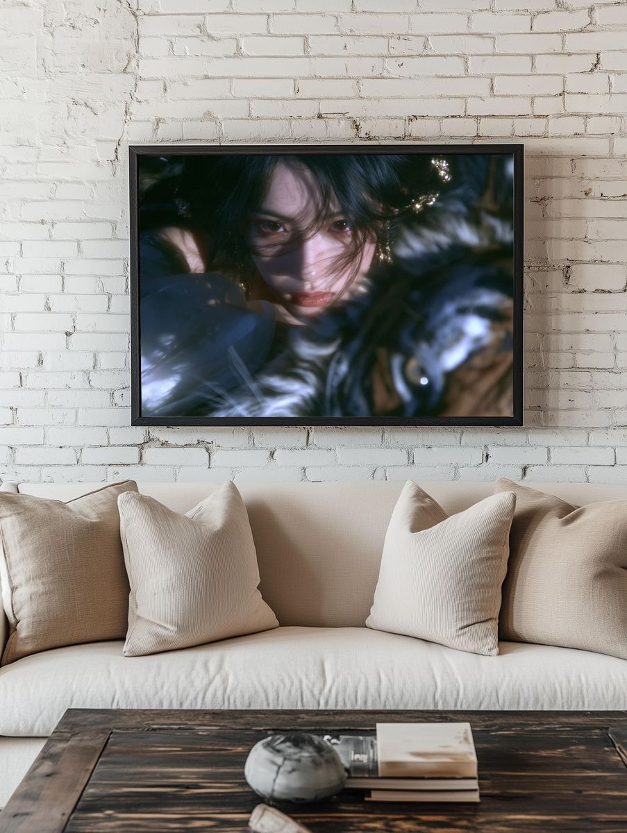 Moody Portrait in Shadow Poster. room preview
