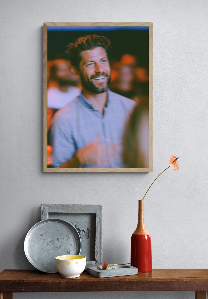 Smiling Man Portrait Photography Poster. — room view 3