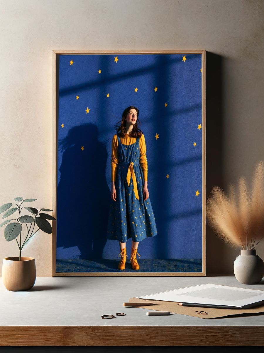 Starry Blue Portrait Photography Poster. — room view 2