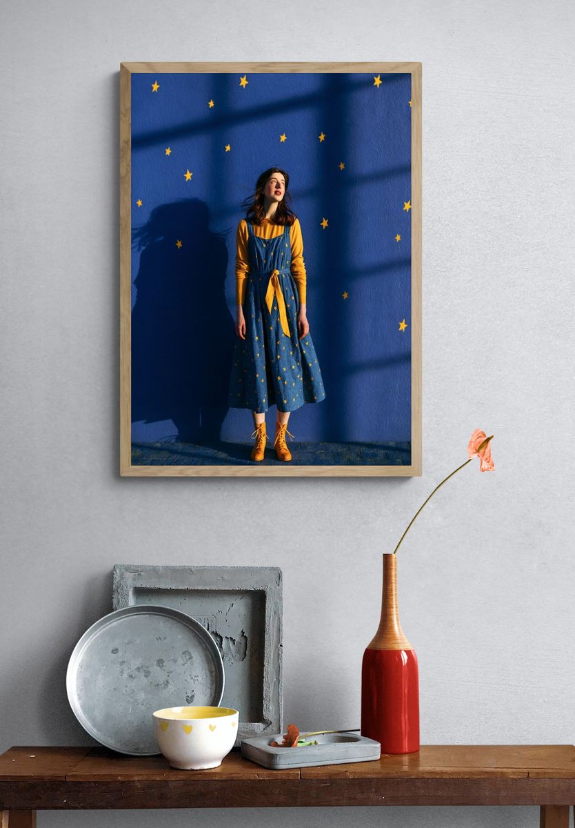 Starry Blue Portrait Photography Poster. — room view 3