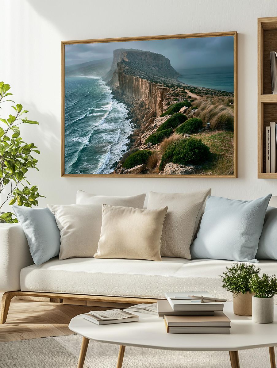 Coastal Cliffscape Photography Print. — room view 2