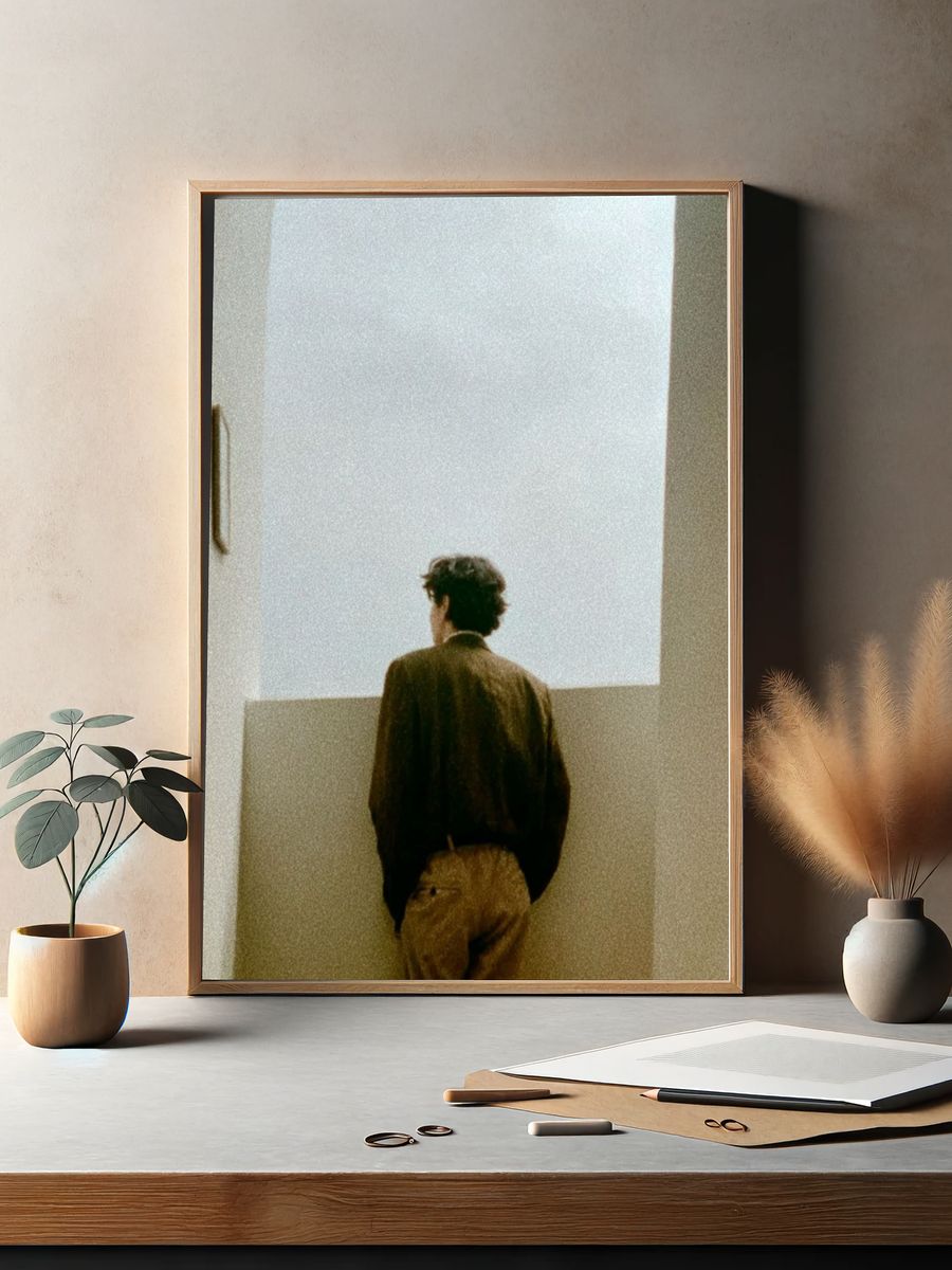 Solitary Figure in Minimal Interior Poster. — room view 2