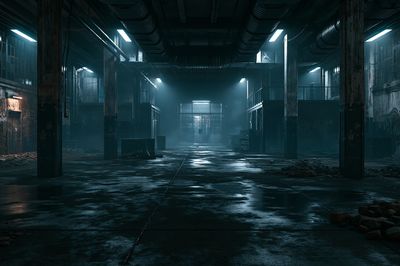 Abandoned Industrial Warehouse Photography Poster.