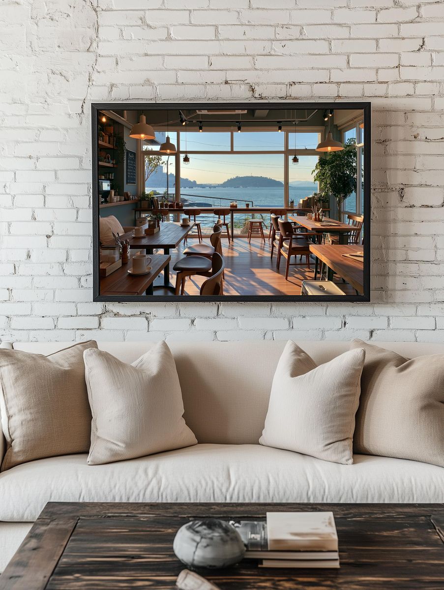 Seaside Cafe Interior Photography Poster. room preview
