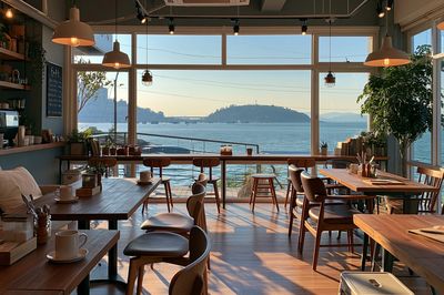 Seaside Cafe Interior Photography Poster.