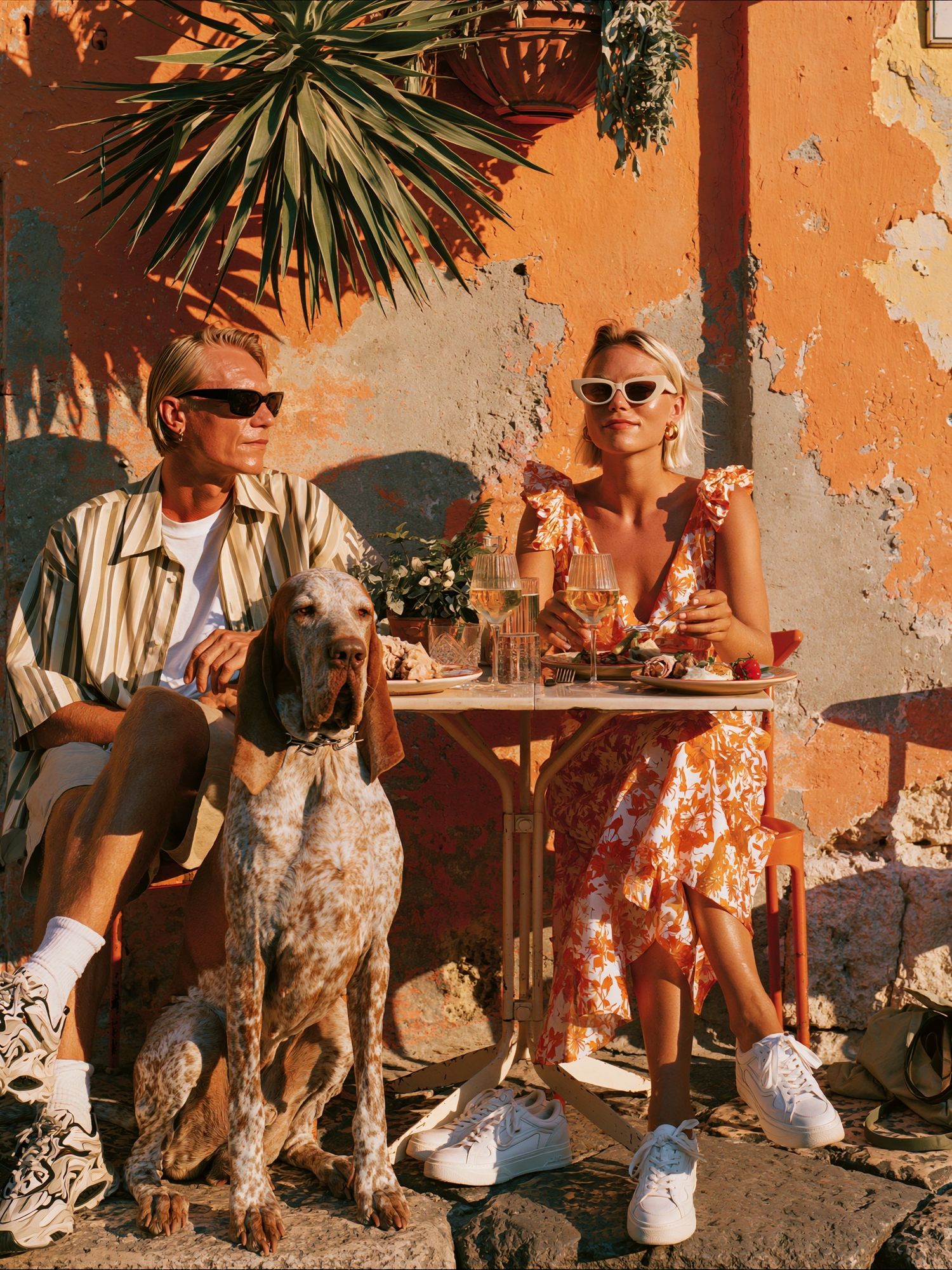 Sunlit Café Portrait Photography Poster. poster detail