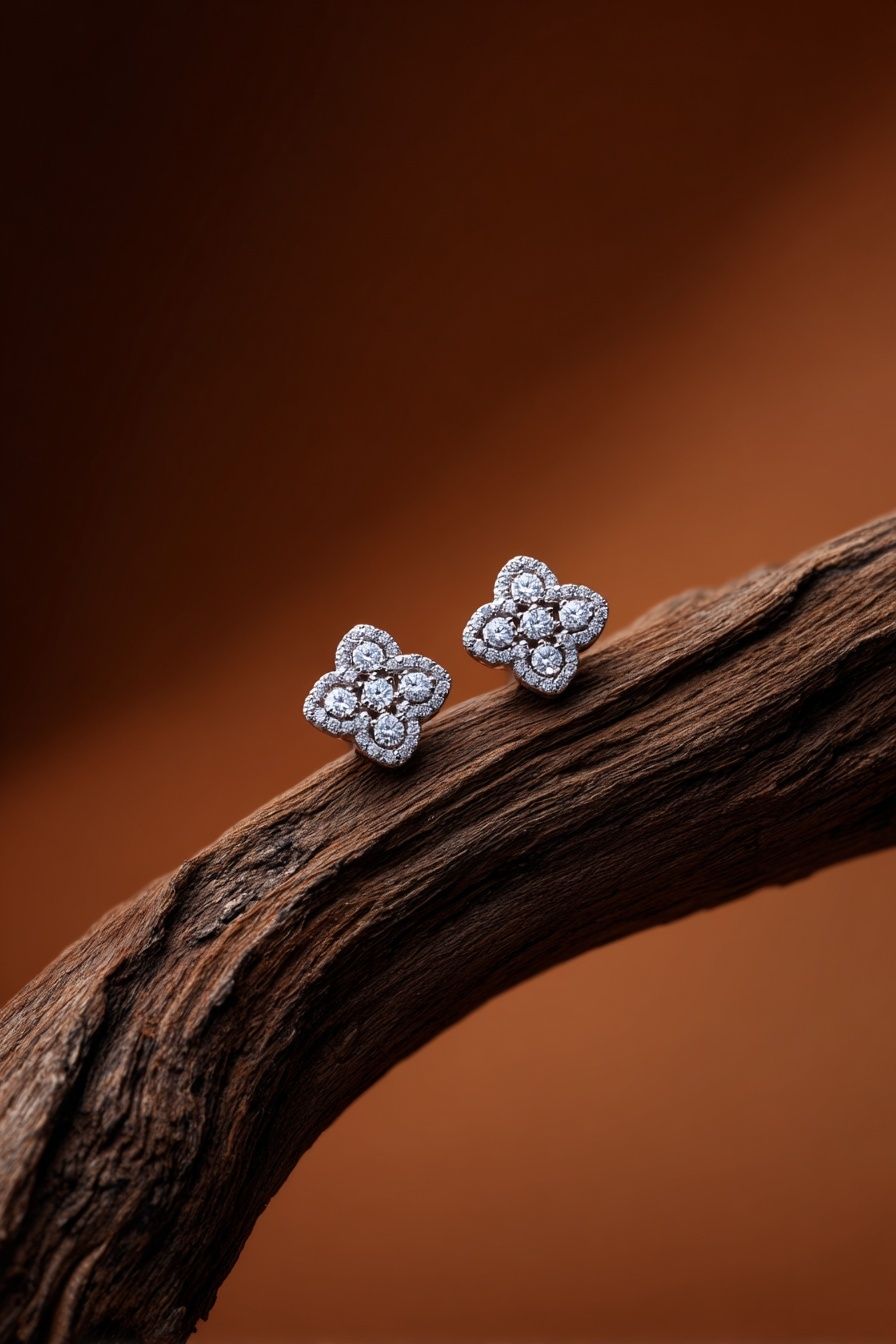 Diamond Floral Studs Photography Print. poster — photography art