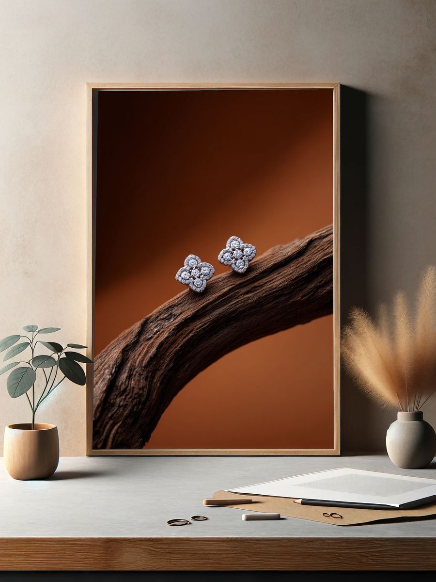 Diamond Floral Studs Photography Print. — room view 2