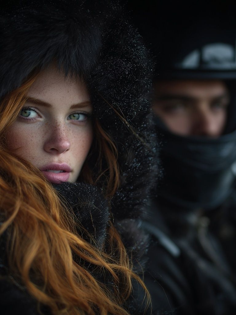 Winter Riders Portrait Print. poster detail
