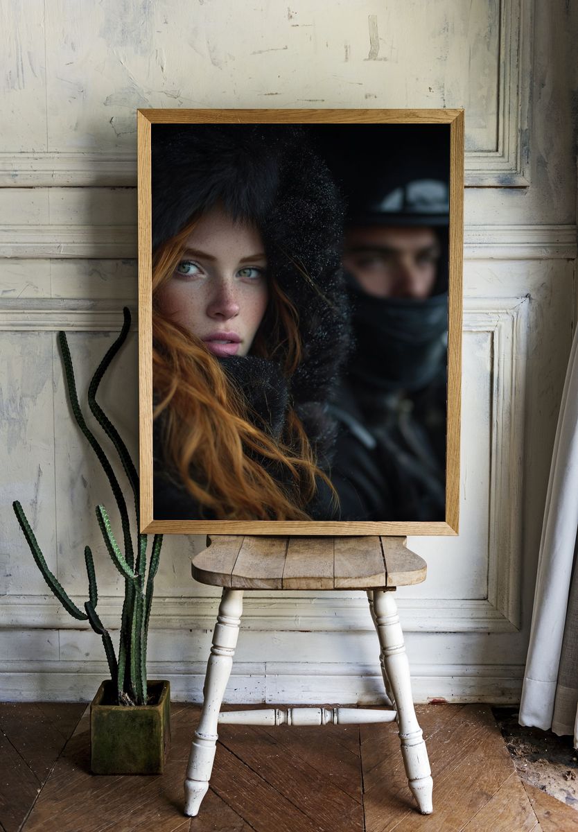 Winter Riders Portrait Print. — room view 1